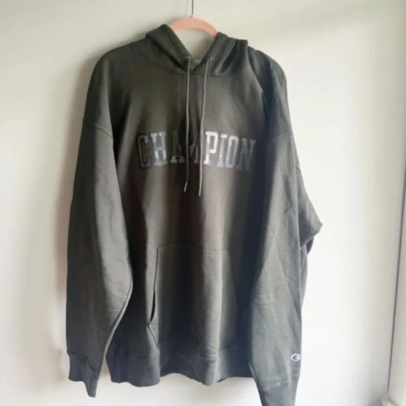 Champion Mens Gray Hoodie 2XL Powerblend Logo Army Camouflage Fleece - Picture 3 of 10